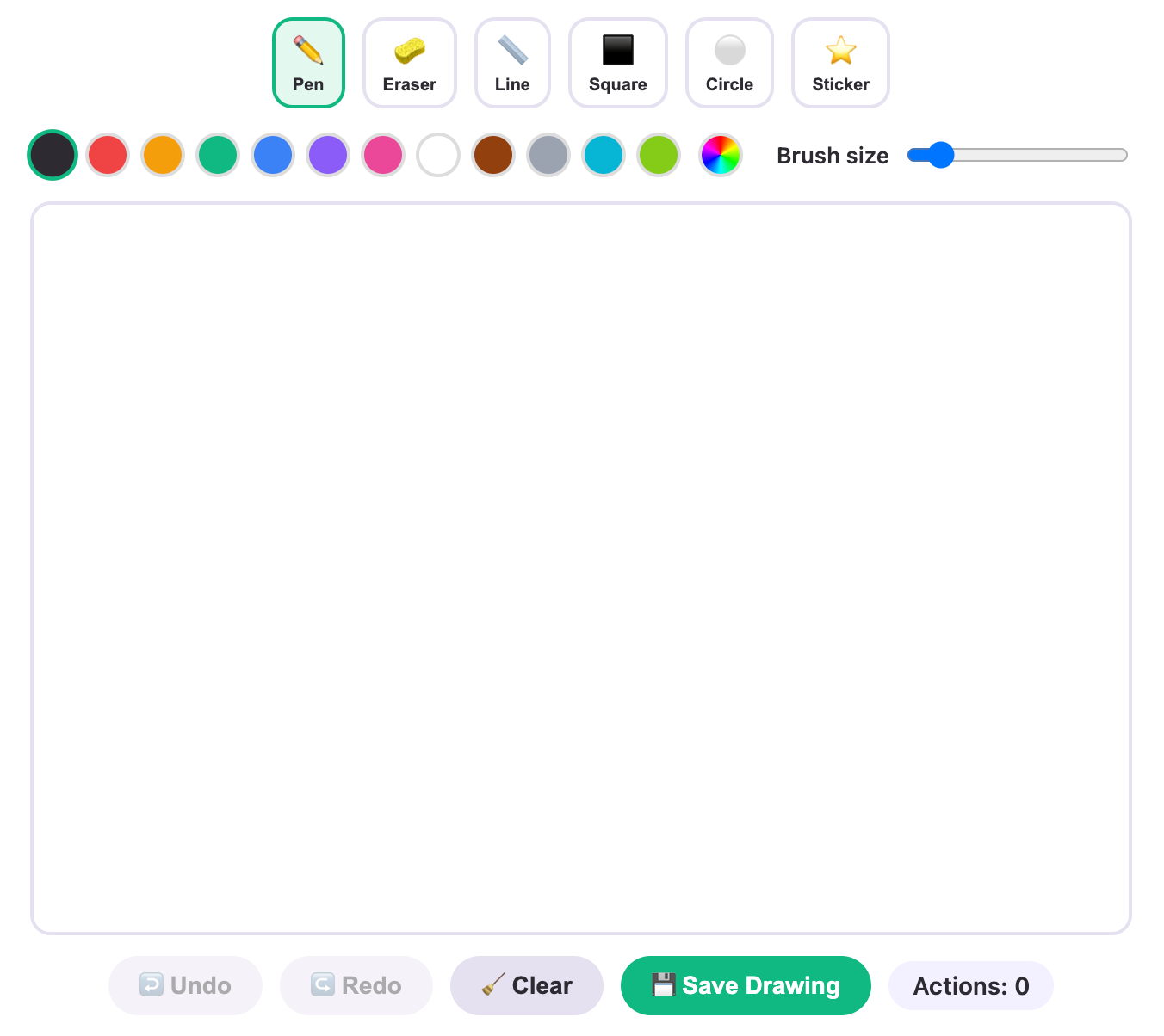 a screenshot of fullscreen version of color & draw game