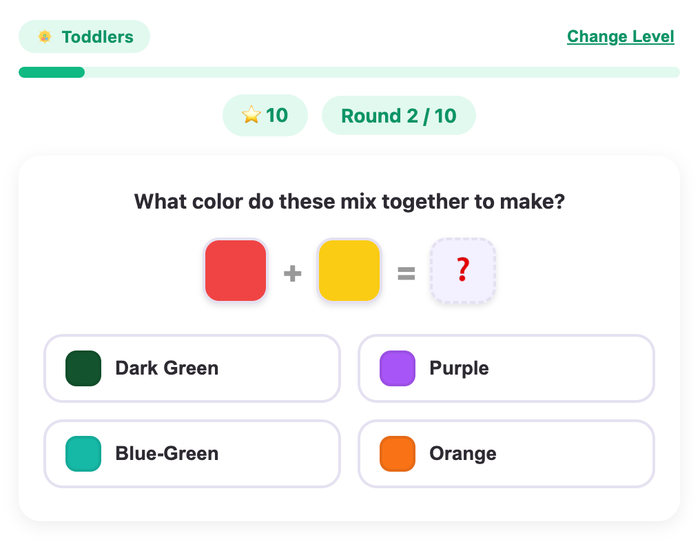 a question in color mixing game