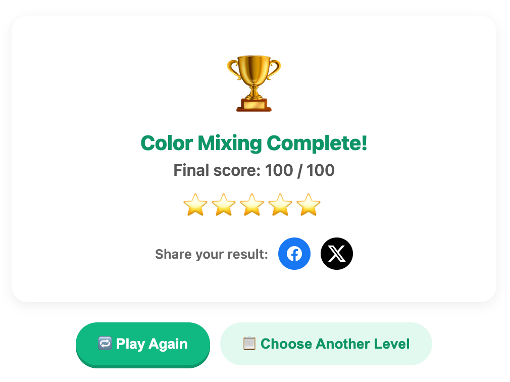 complete the color mixing game