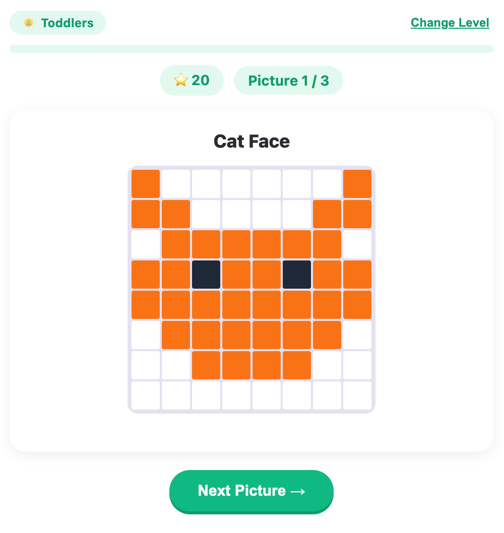 a screenshot about result of a color by number game