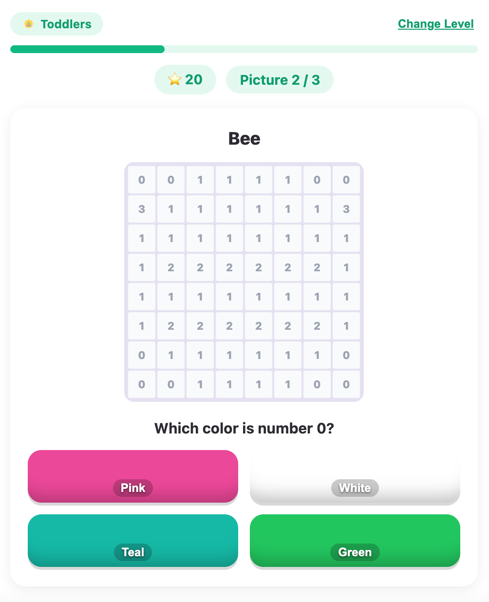 screenshot about an question of color by number game