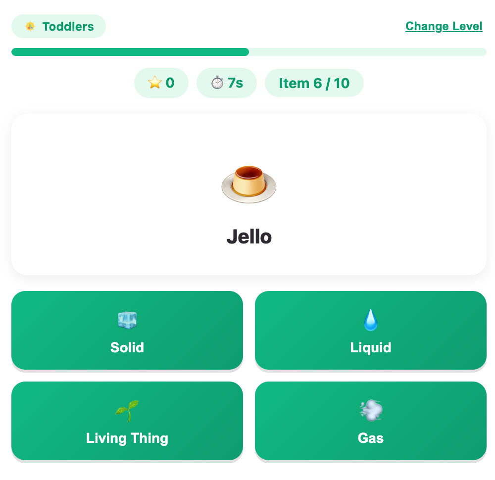 a screenshot about a question example of classify it game