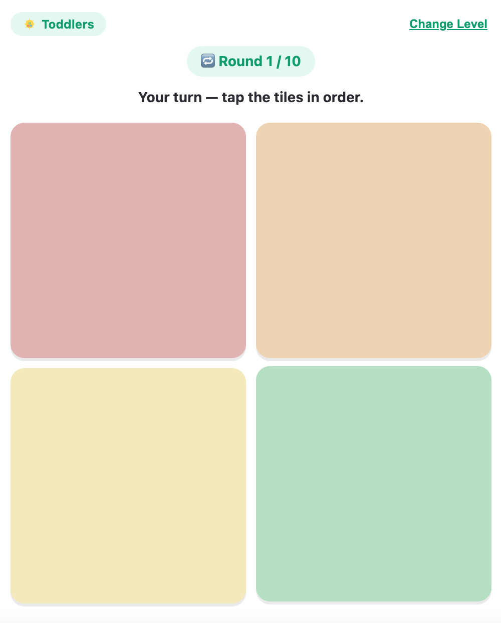 tap the tiles in order for a sequence recall game