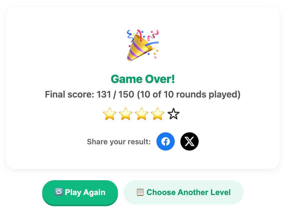 a screenshot when complete a odd one out game