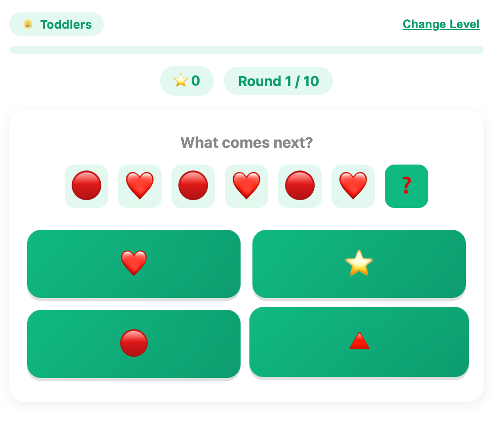 pick your answer in pattern sequence game