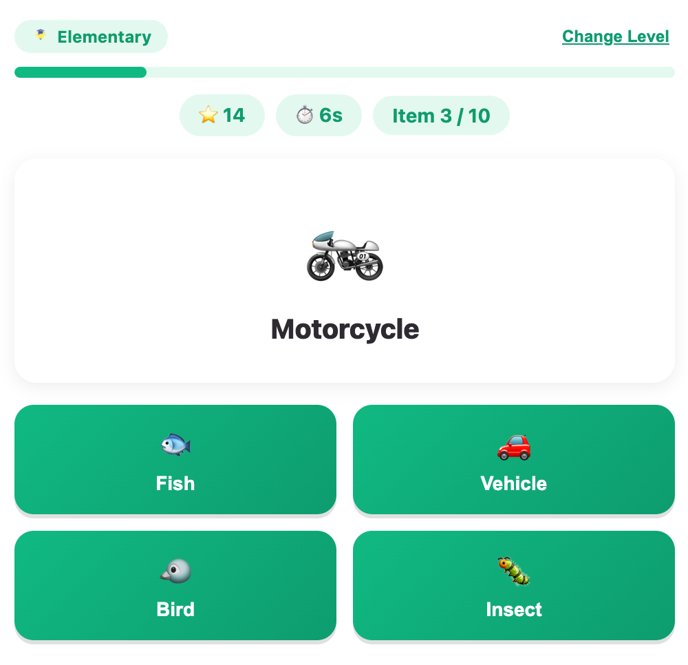 a screenshot about an example question for elementary
