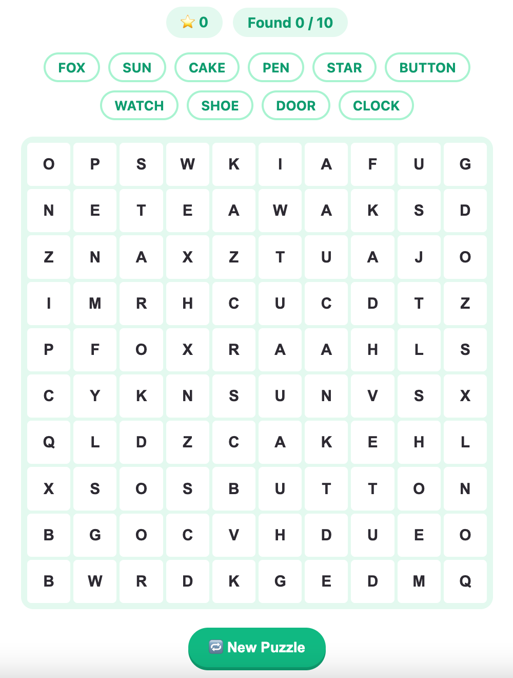 a screenshot about starting the world search game