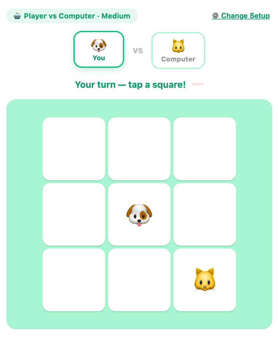 tap a square in the tic tac toe game