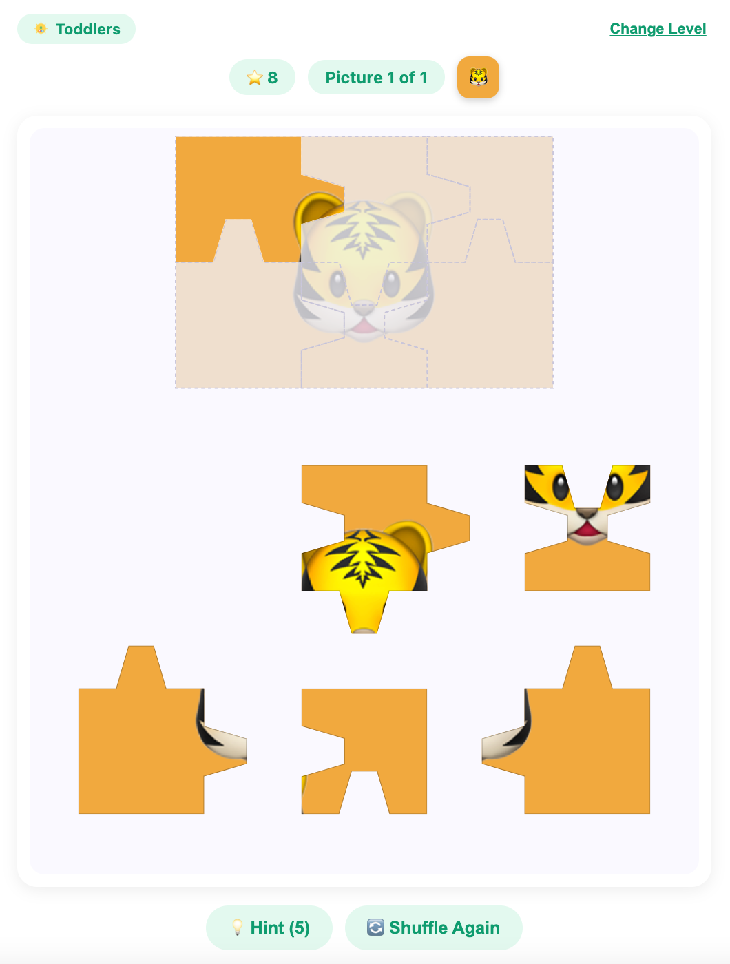 drag a piece to correct position in the jigsaw puzzle game
