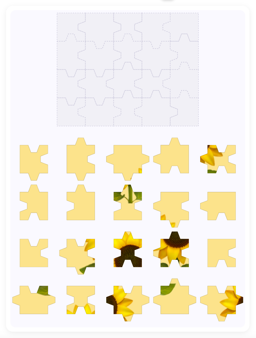 a screenshot when start a new Jigsaw Puzzle game for elementary