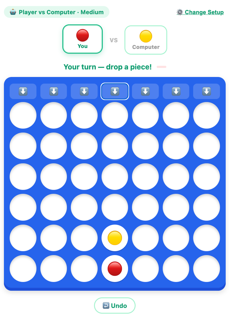 drop a piece in the connect four game
