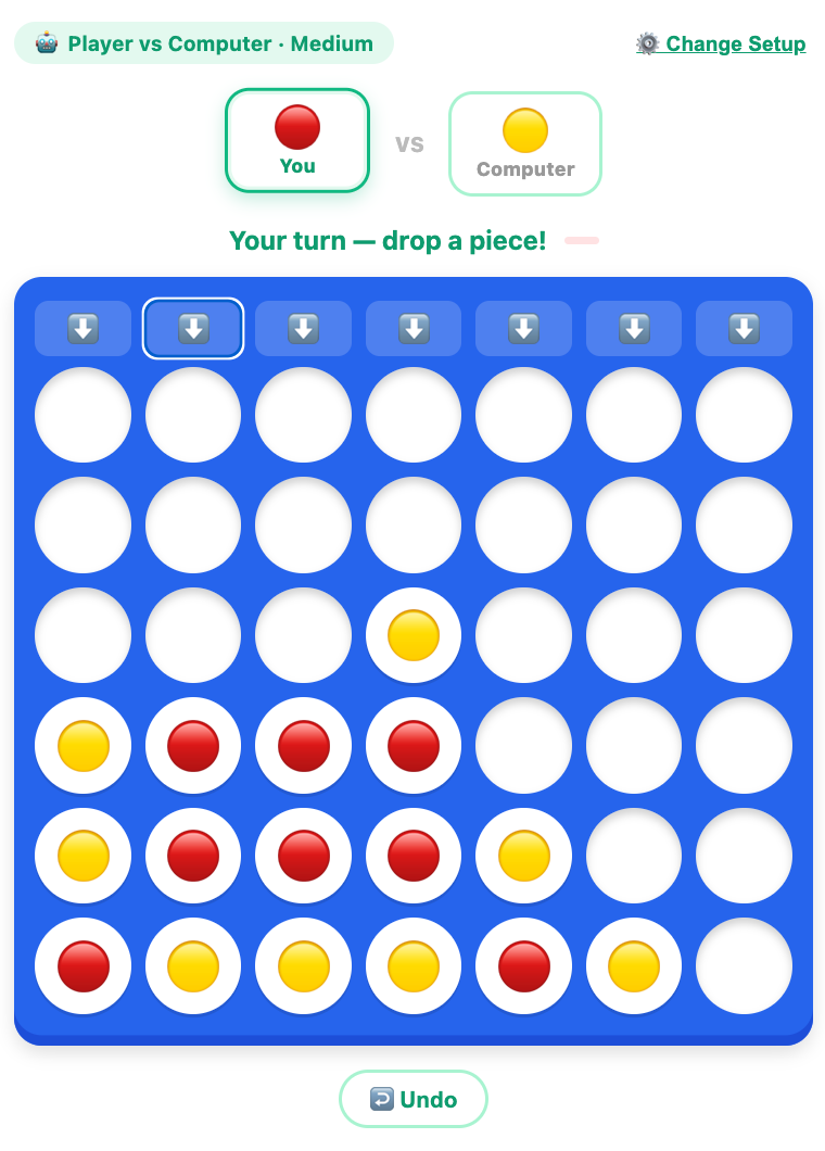 a screenshot when a connect four game is playing