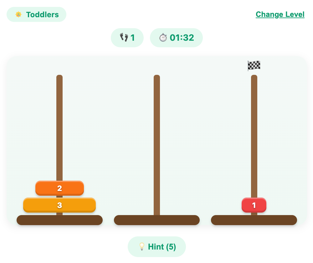 move a ring in the tower of Hanoi game