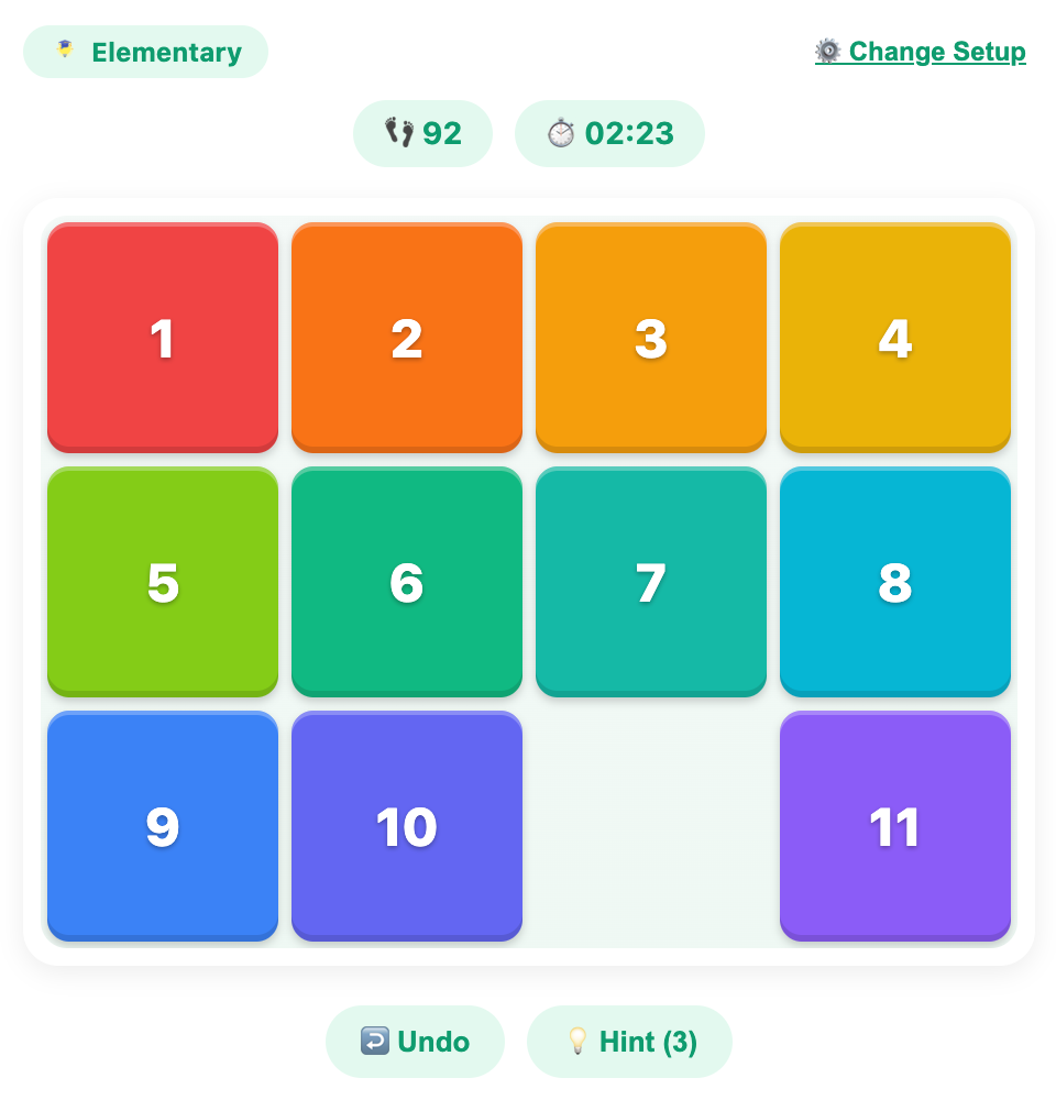 sliding tile by tile in the sliding puzzle game