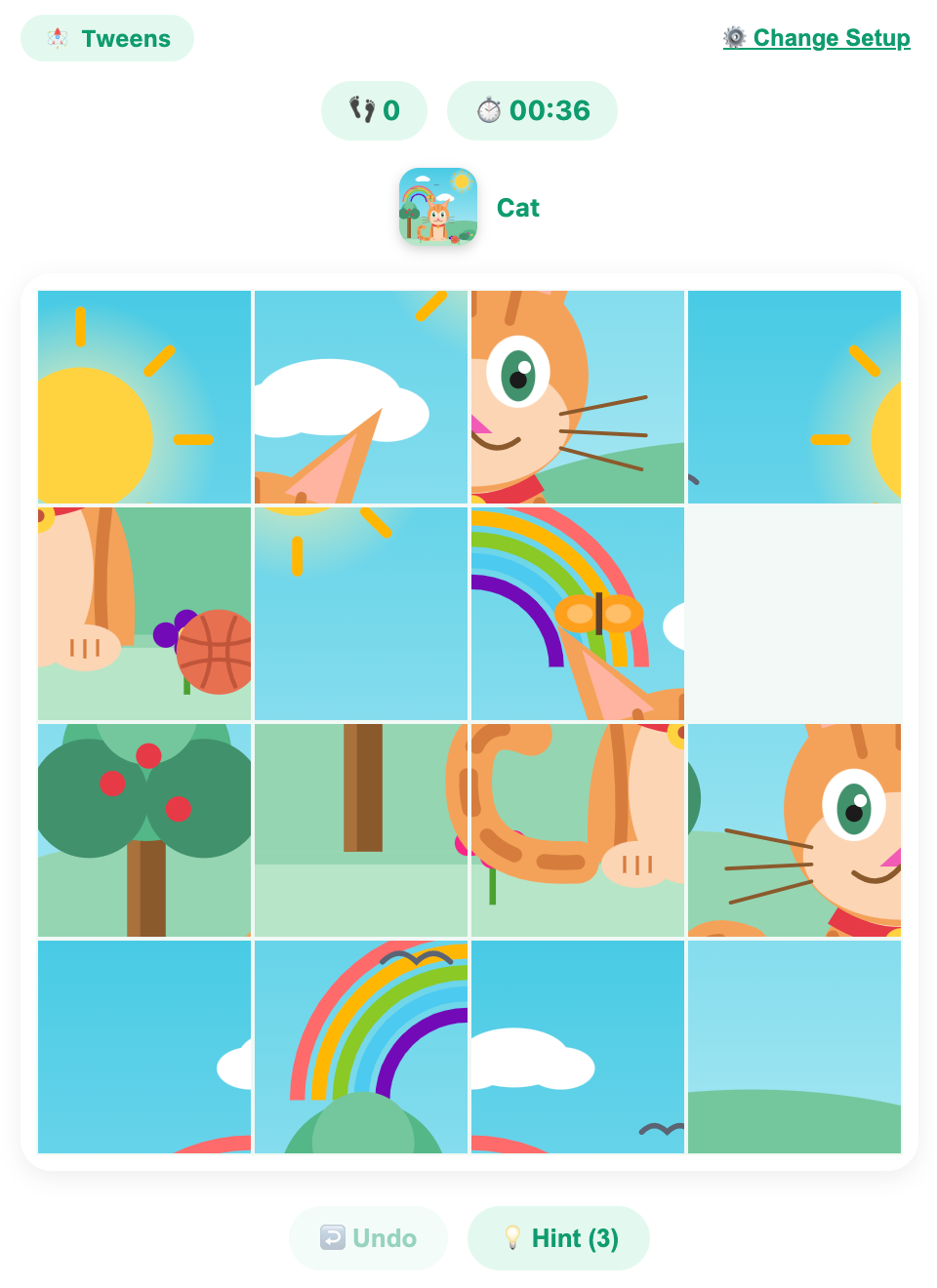 a screenshot when start a new Sliding Puzzle game with image theme option