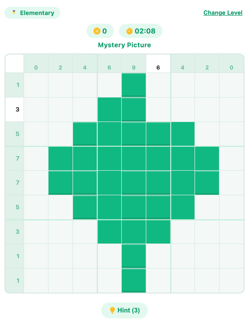 a screenshot of the nonograms game in progress.
