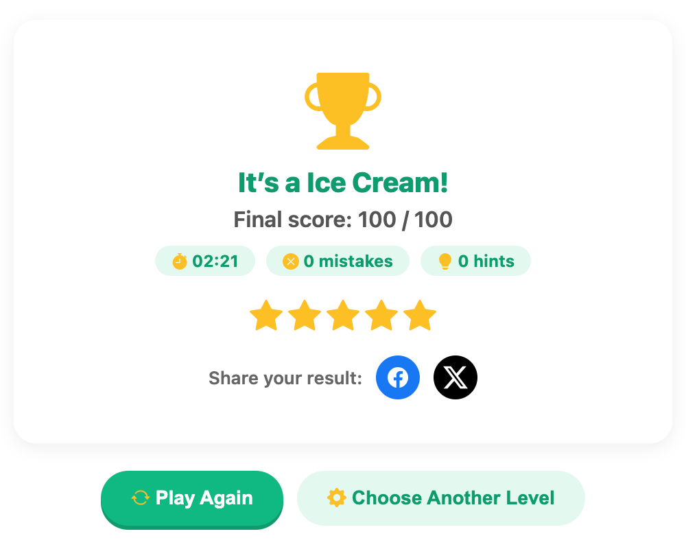 a screenshot when complete a nonograms game