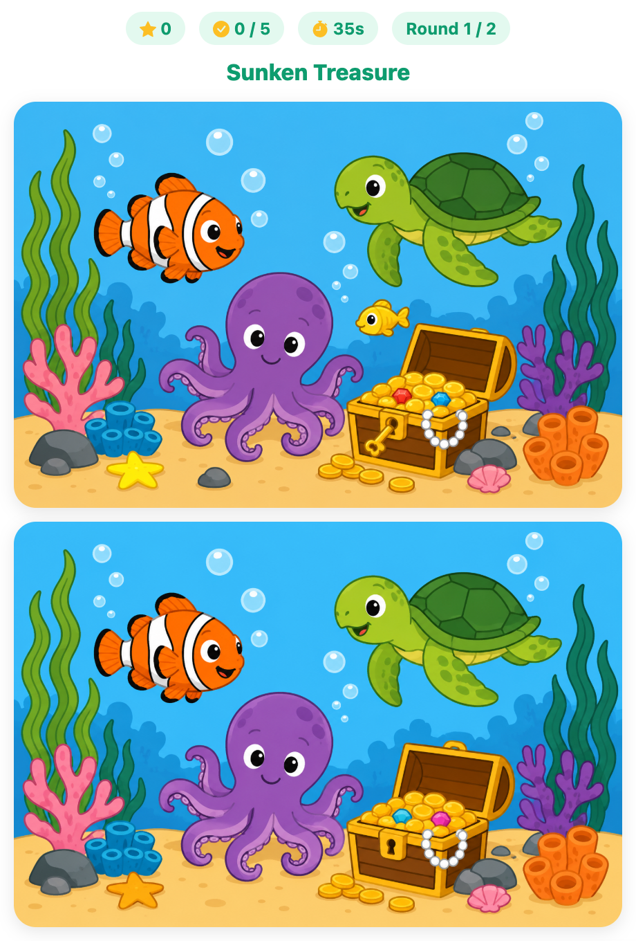 A screenshot about a round of the spot the difference game